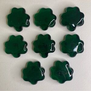 St. Patrick's Day Shiny Green Glass Shamrock Ornaments Decorations Set of 8 Nice